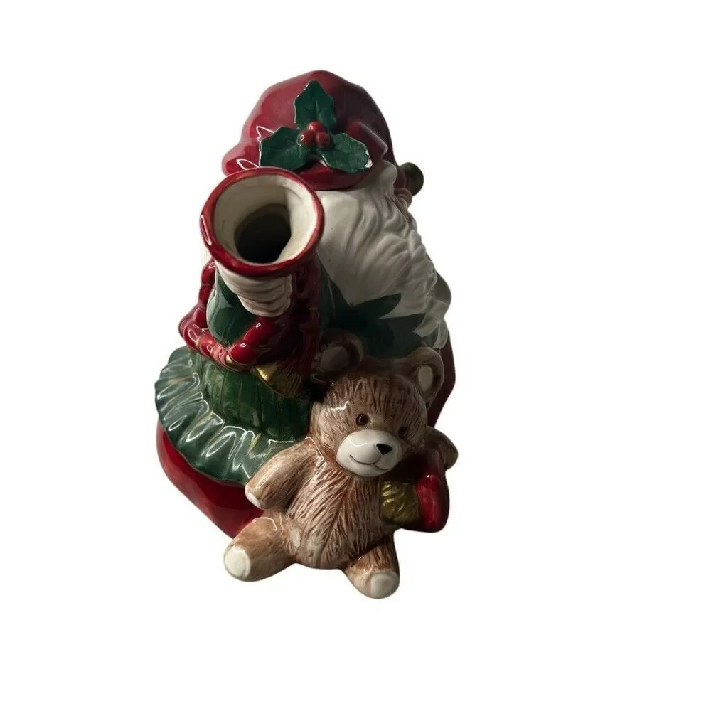 Vtg Fitz and Floyd Old World Christmas Santa Elf Teapot 1989 40 Oz Tea Pot